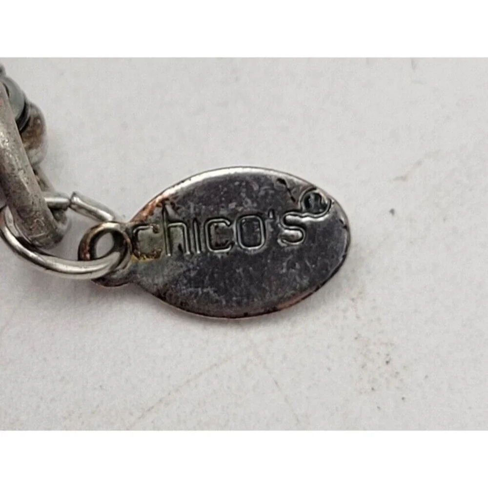 Chico's 3 Strand Wire Silver Tone Bronze Brown Beige‎ Floating Bead Necklace 21